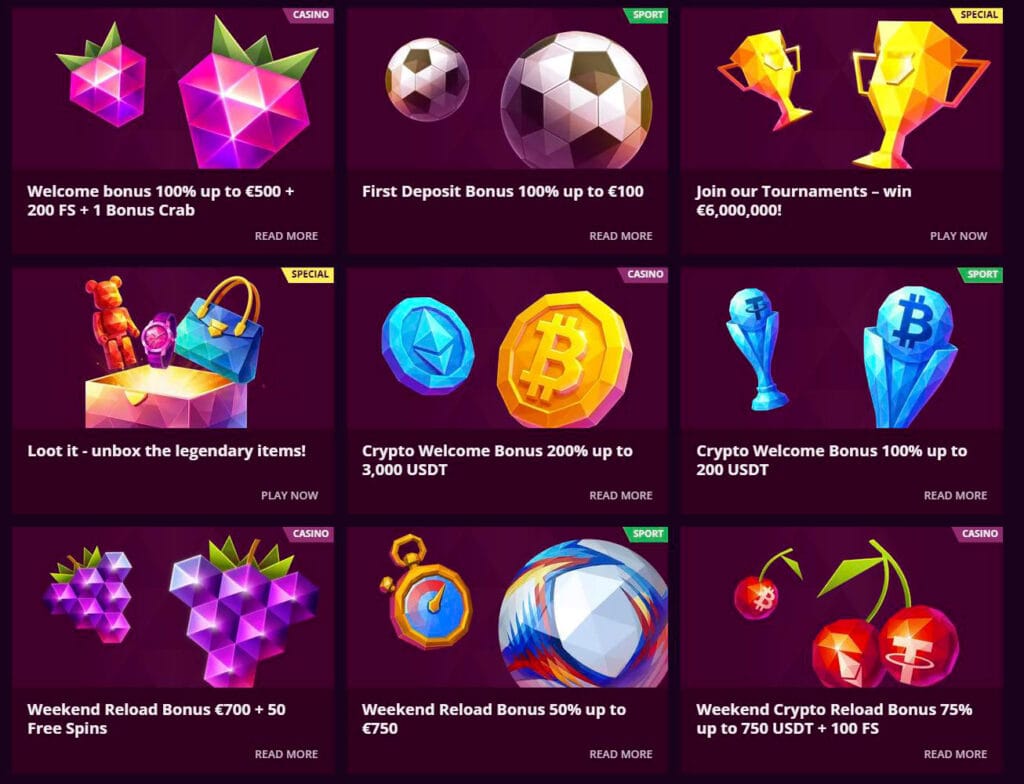 all bonuses malina casino