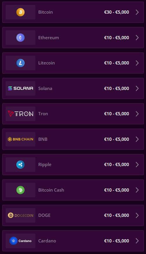 crypto payments malina casino